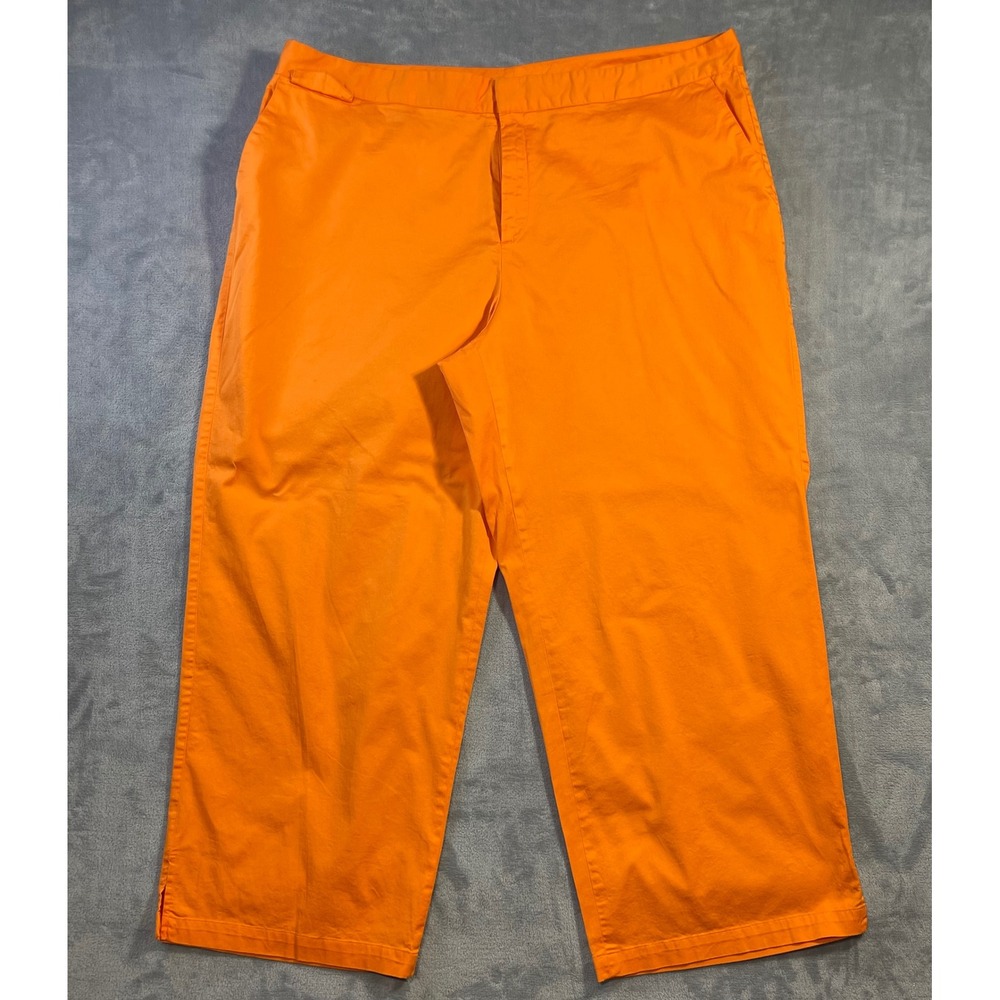 J.G. Hook Women 26W Crop Pants Orange Stretch Cotton Twill - Picture 1 of 8